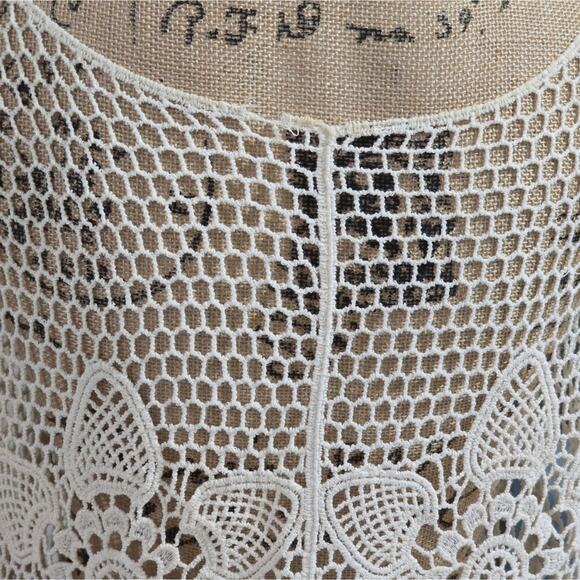 Cream Crochet‎ Poncho COVERUP Top Size XL - Picture 4 of 6